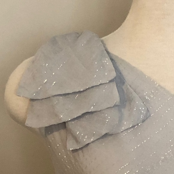 Like-New Club Monaco One-Shoulder Silver/Grey Top - Picture 5 of 14